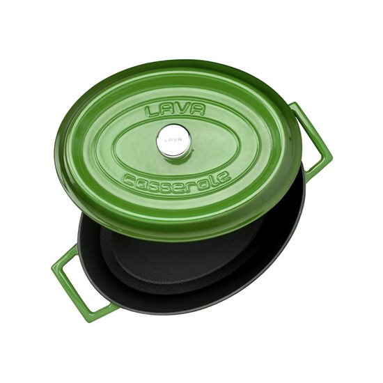 Oval saucepan, "cast iron, 27 cm, "Trendy", green - LAVA