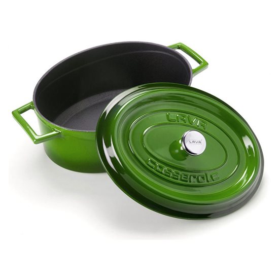 Oval saucepan, "cast iron, 27 cm, "Trendy", green - LAVA
