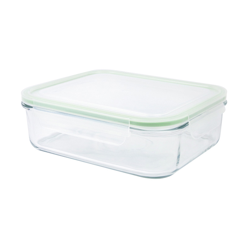 Set of 3 Square Glass Food Containers 1.1 L with Airtight Lid for Microwaves