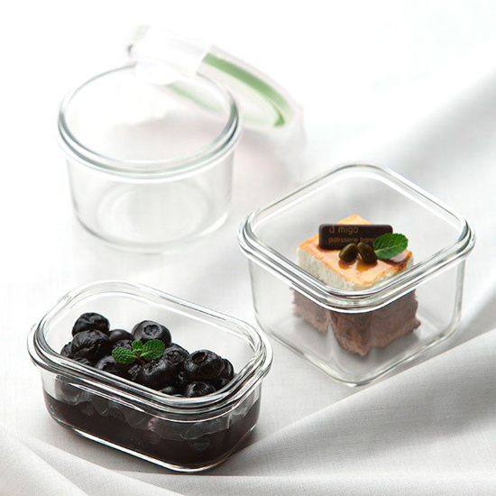 Matförvaringsbehållare, 210 ml, tillverkad av glas - Glasslock
