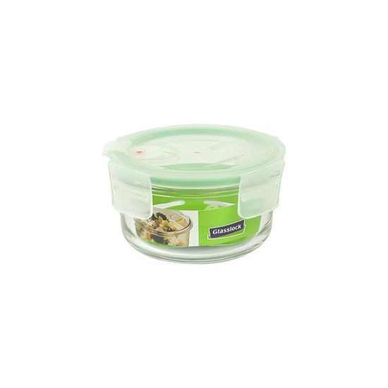 Round food storage container, "Air Type" range, 400 ml, made from glass - Glasslock