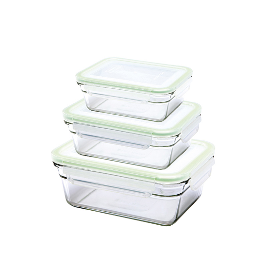 Set of 3 food storage containers, made from glass - Glasslock