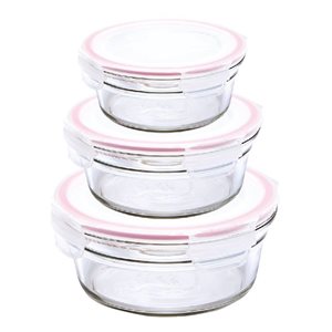 Set of 3 food storage containers, made from glass - Glasslock