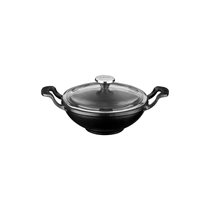 Round wok with glass lid, 16 cm, cast iron, black - Lava brand