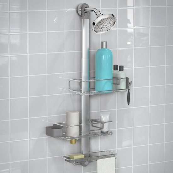 "Plus" nastaviteľný držiak na sprchové doplnky, eloxovaný hliník - značka "simplehuman".