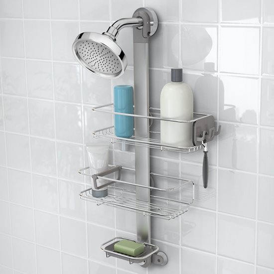 Подесиви држач за прибор за туширање, елоксирани алуминијум - бренд "simplehuman".
