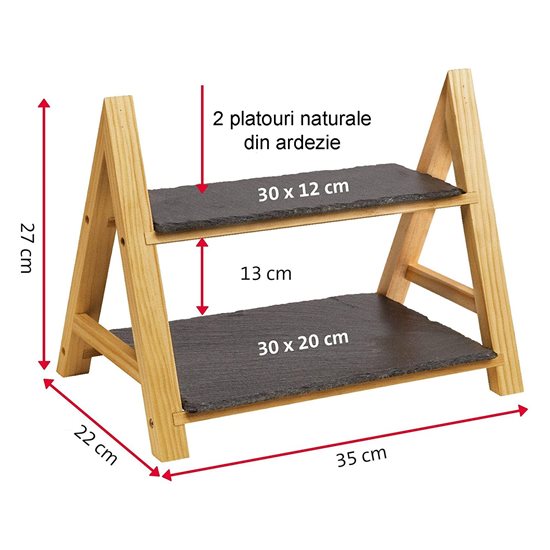 Mensola da portata a 2 livelli, 35,5 x 22 x 27 cm, ardesia - Westmark