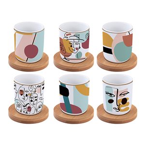 Set of 6 porcelain cups with saucers, 70 ml, "Modernism" - Nuova R2S