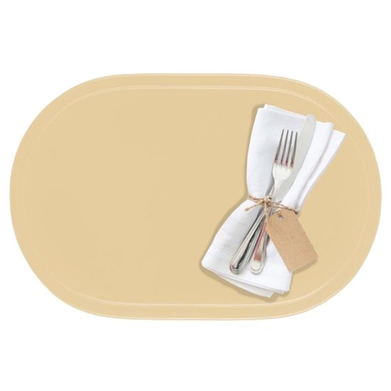 "Fun" placemat, oval shape, 45.5 x 29 cm, vinyl, beige - Saleen