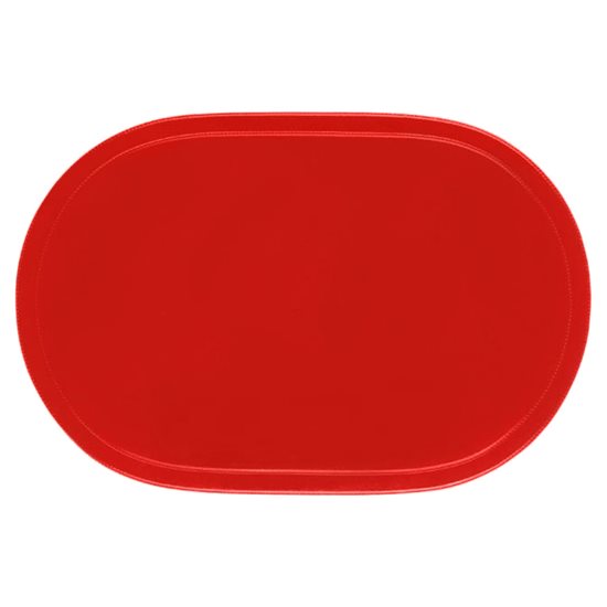 "Sjov" oval bordmåtte, 45,5 x 29 cm, vinyl, rød - Saleen
