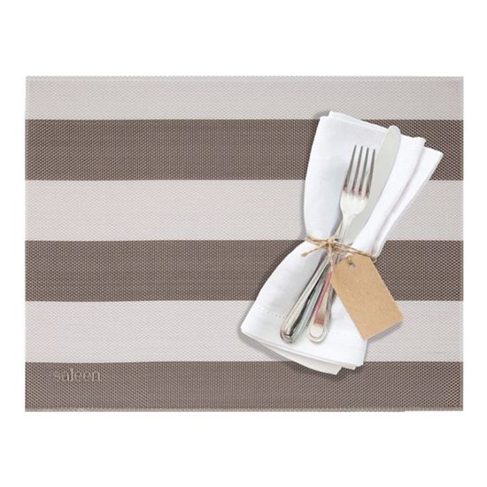 Tischset "Stripes", 42 x 32 cm, Vinyl, beige/weiß - Saleen