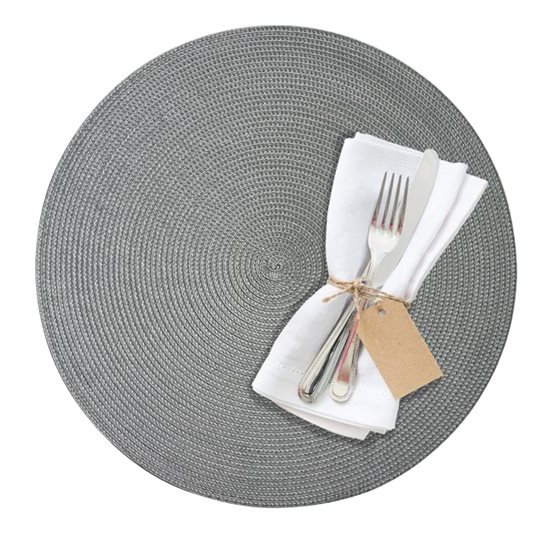 "Circle" rund bordmatte, 38 cm, plast, grå - Saleen