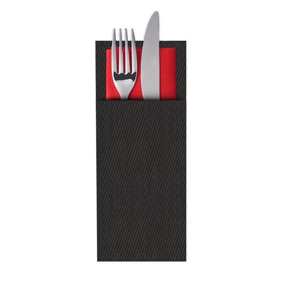 Set of 6 cutlery envelopes, "Rahmen", 24 x 9 cm, plastic, Anthracite - Saleen brand