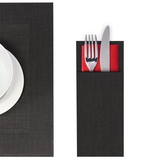 Set of 6 cutlery envelopes, "Rahmen", 24 x 9 cm, plastic, Anthracite - Saleen brand