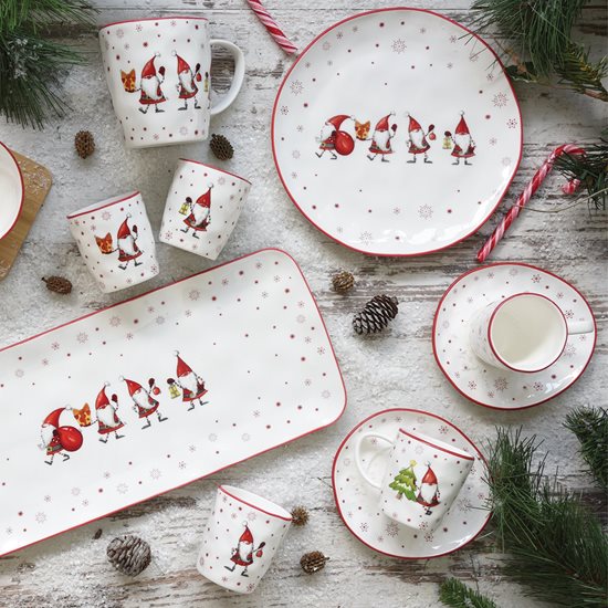 Set de 2 tasses à café avec soucoupes, 120 ml, porcelaine, "Christmas Gnomes" - Nuova R2S