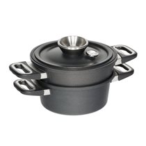 3-piece steam cooking set, aluminum, 33 x 26 cm/6 L, oval - AMT Gastroguss