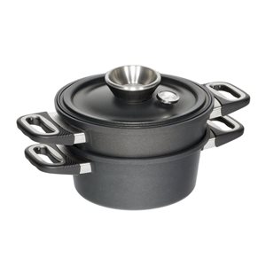 3-piece steam cooking set, aluminum, 33 x 26 cm / 6 L, induction - AMT Gastroguss