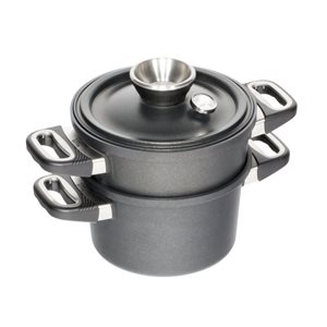 3-piece steam cooking set, aluminum, 24 cm/4.5 L - AMT Gastroguss