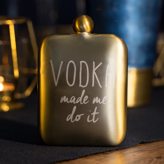 “Vodka made me do it” inscribed bottle, 175 ml, stainless steel – BarCraft