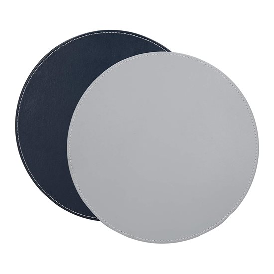 Set of 4 placemats, 29 cm, synthetic leather, gray/blue - Kitchen Craft