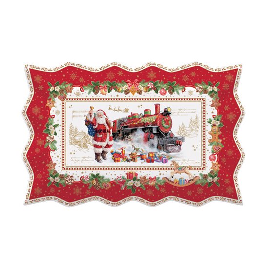 Ag freastal ar platter, 35 × 23 cm "CHRISTMAS MEMORIES", poircealláin - Nuova R2S