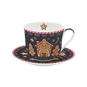 Teacup with saucer, porcelain, 400 ml, "GINGERBREAD" - Nuova R2S brand