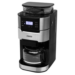 Coffee maker with coffee grinder, 1050 W, 1.5 L, Roma, Black - Princess