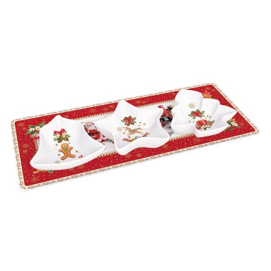 4-piece appetizer serving set, "CHRISTMAS MEMORIES", 36 x 16 cm - Nuova R2S brand