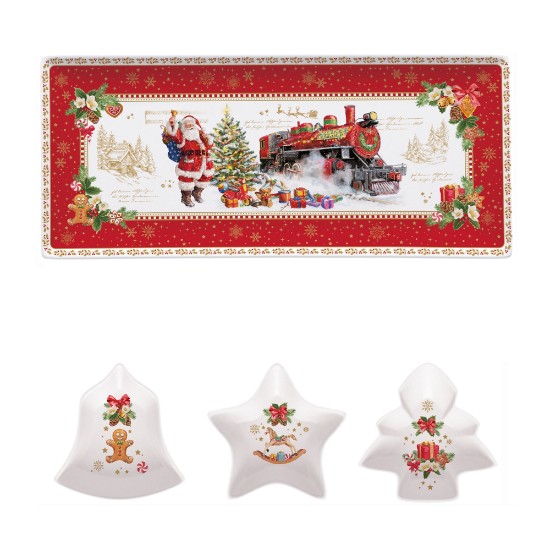 Conjunto de aperitivos de 4 peças, "CHRISTMAS MEMORIES", 36 x 16 cm - marca Nuova R2S