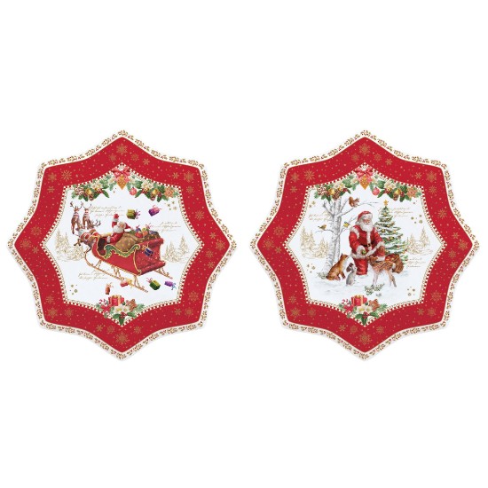 Set med 2 desserttallrikar, "CHRISTMAS MEMORIES", 20 cm, porslin - märket Nuova R2S