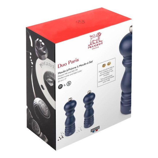 Set of 2 salt and pepper grinders, "Paris", 18 cm, "Deep Blue" - Peugeot