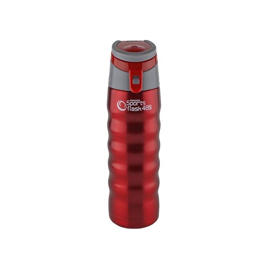 Wärmedämmflasche "Pioneer Sports" aus Edelstahl, 480 ml, Rot - Grunwerg