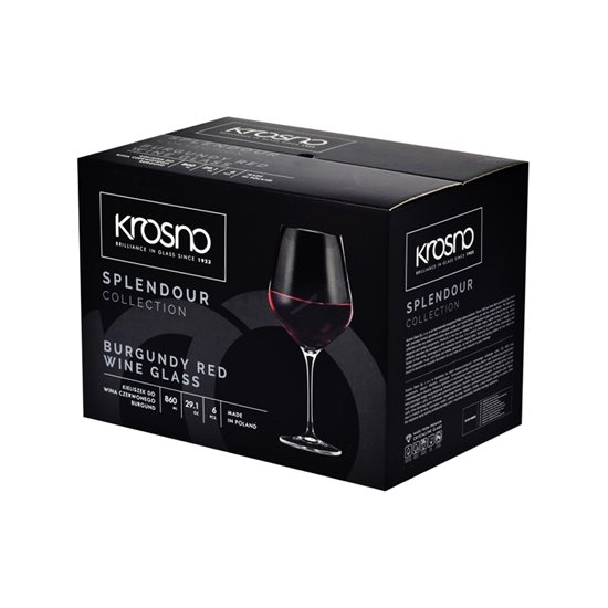 6 Burgundijas vīna glāžu komplekts, "Splendor", 860 ml - Krosno