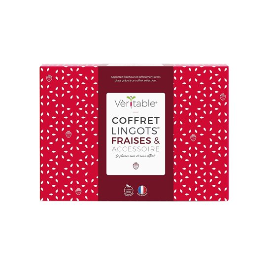 Set mit 4 Lingot-Erdbeersamenpackungen und Bestäubungsbürste - Marke "VERITABLE".