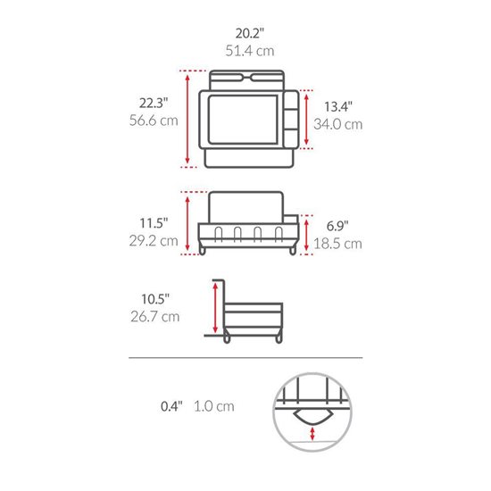 Dish drying rack, stainless steel, 56.6 x 51.4 x 29.2 cm - simplehuman