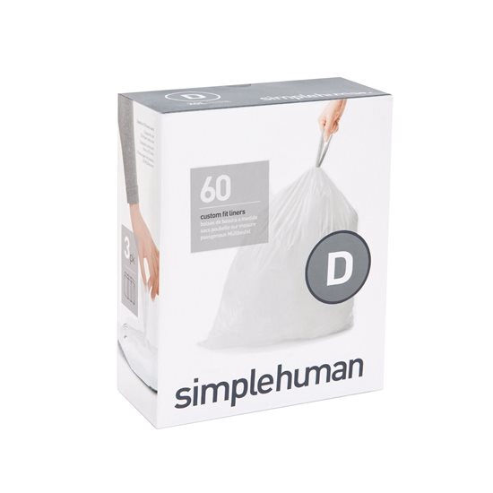 Σακούλες σκουπιδιών, κωδικός D, 20 L / 60 τεμ., πλαστικό - μάρκας "simplehuman"