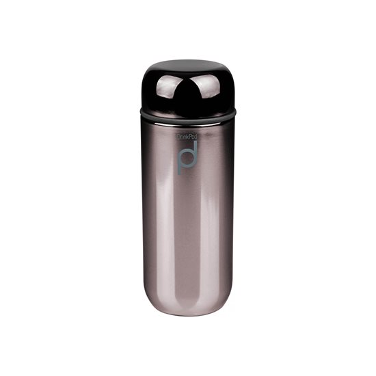 Thermally insulated bottle, stainless steel, 200 ml, "DrinkPod", Metallic Black - Grunwerg 