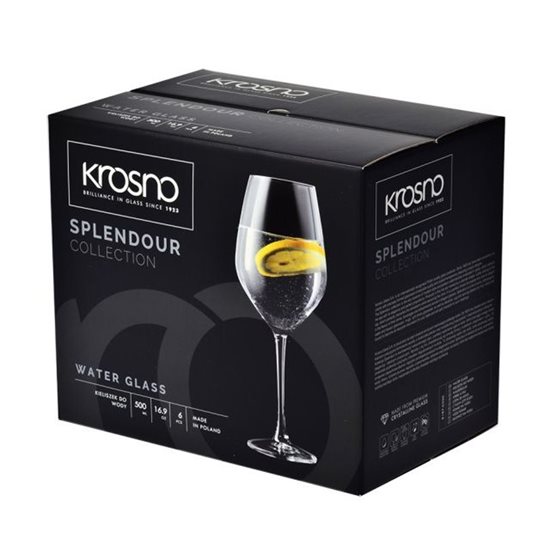 Σετ ποτηριών νερού 6 τεμαχίων, κρυσταλλικό γυαλί, 500 ml, 'Splendour' - Krosno