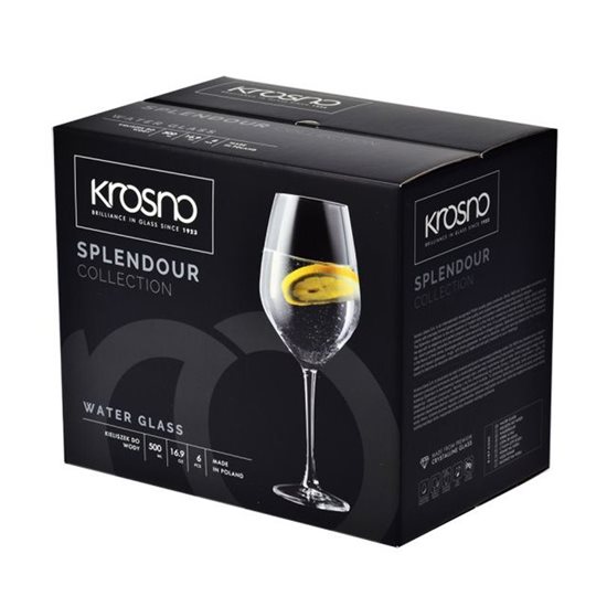 Conjunto de copos de água de 6 peças, vidro cristalino, 500 ml, 'Splendour' - Krosno