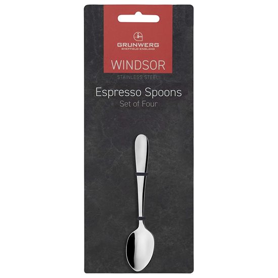 Комплект от 4 чаени лъжички "Windsor" за еспресо, неръждаема стомана - Grunwerg