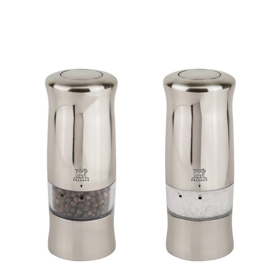 Set "Zeli" od 2 električna mlinca za sol i papar, 14 cm, mat krom - Peugeot