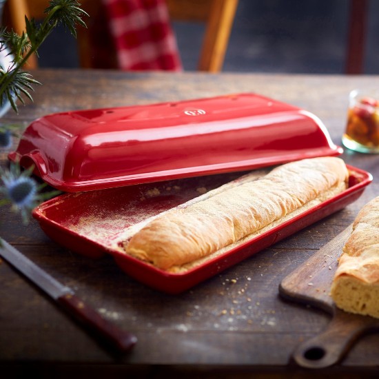 Ciabatta bread baking dish, ceramic, 39 x 23 cm, Burgundy - Emile Henry