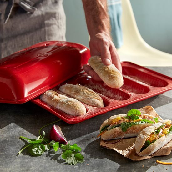 Baking tray for mini-baguettes, 39 x 23 cm, <<Burgundy>> - Emile Henry