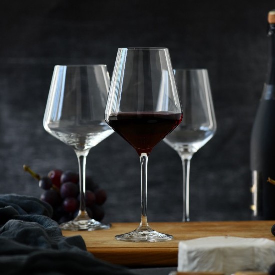 Conjunto de 6 taças de vinho tinto, vidro cristalino, 490ml, "Avant-Garde" - Krosno