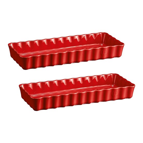 Set med 2 keramiska bakplattor, 36,5 x 15 cm /1,3 l, <<Burgundy>> - Emile Henry