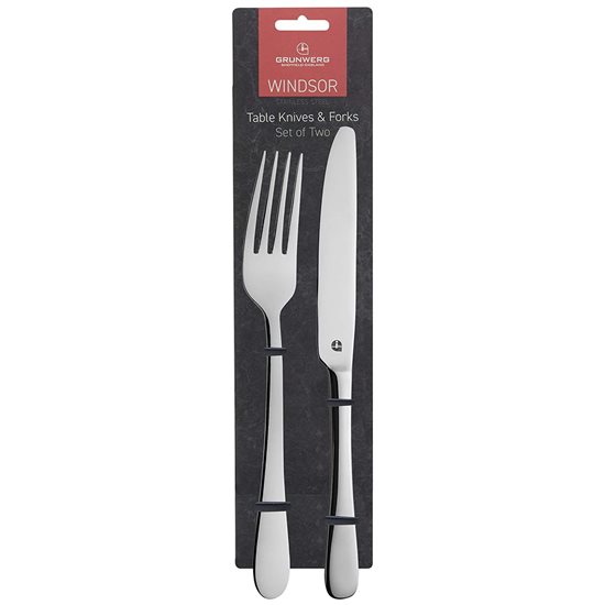 "Windsor" sett med gaffel og kniv, rustfritt stål - Grunwerg