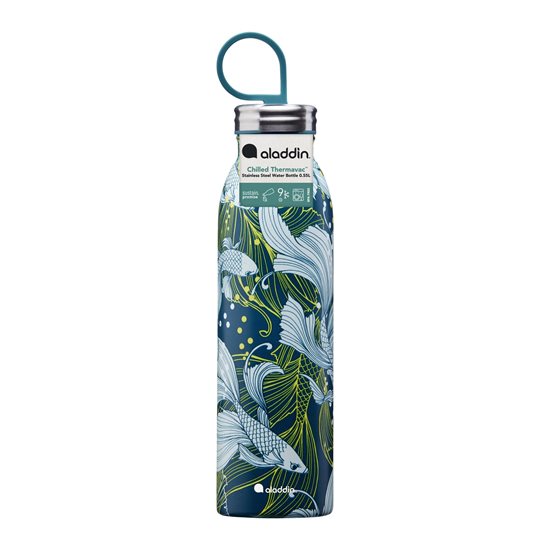 "X Naito Chilled Thermavac" stainless steel bottle 550 ml, Goldfish Green - Aladdin