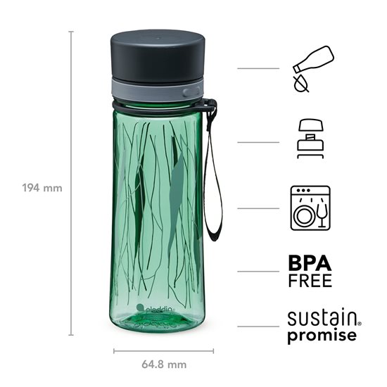 Flacone in plastica Aveo da 350 ml, "Basil Green" - Aladino