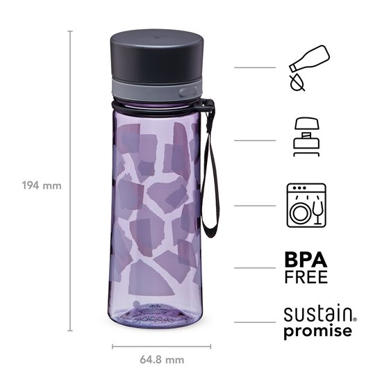 350 ml Aveo plastikinis butelis, "Violetinė violetinė" - Aladdin