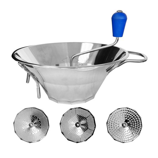 Triturador manual com 3 peneiras, 36,2 cm, aço inox - marca "de Buyer"